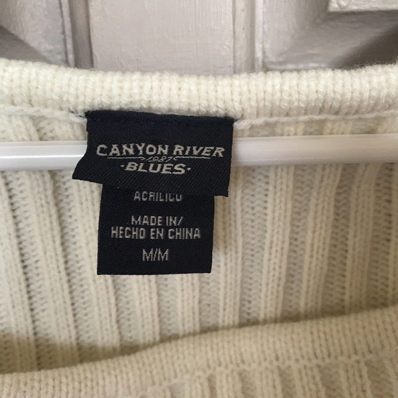 Canyon River Blues Sweater Dress SzM Cream 1/2Sleeve Knee Length Round Neck - Picture 4 of 10